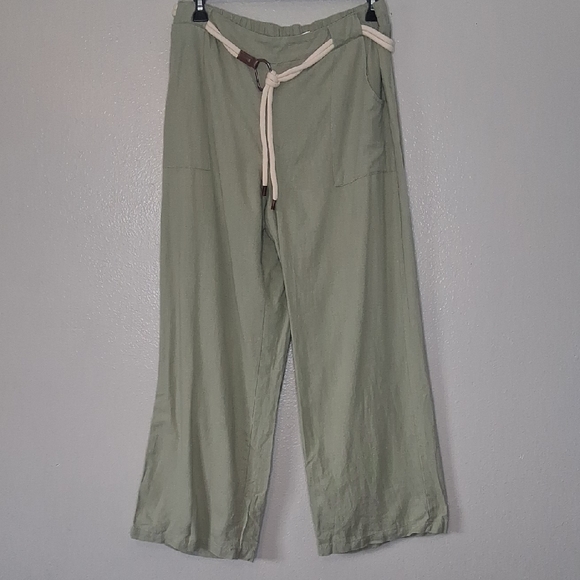 Pants - NWT It's Fashion Linen Blend Belted Pants Wide Leg Career Casual Summer Resort